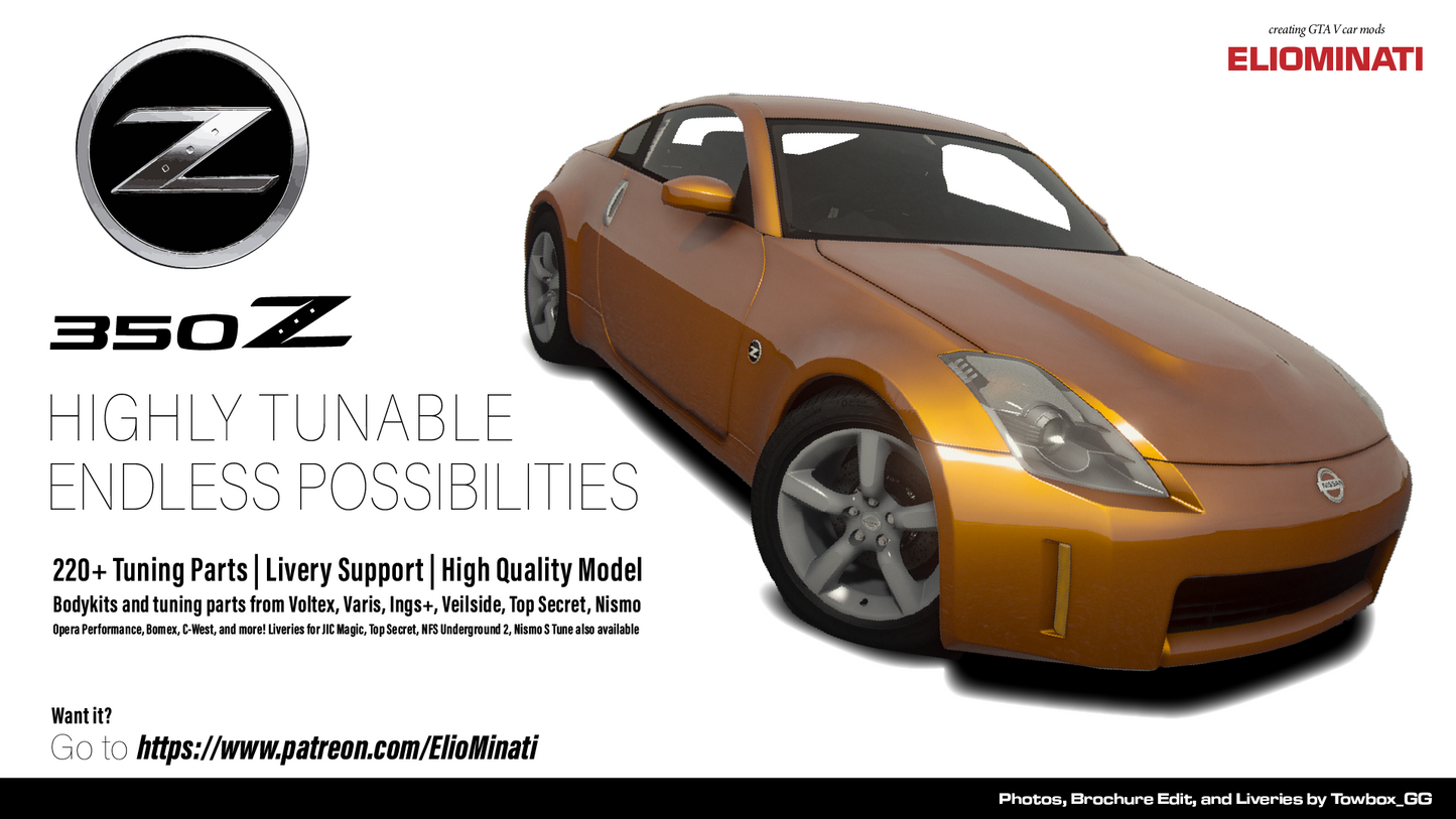 Nissan 350z 2006 [220+ Tuning / Liveries / Add-On / LODS / Debadged / FiveM / Replace]