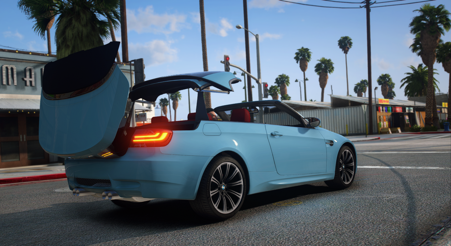 BMW M3 Convertible e93 2007 [240+ Tuning / Animated Roof / Add-On / Debadged / FiveM / LODS / Replace]