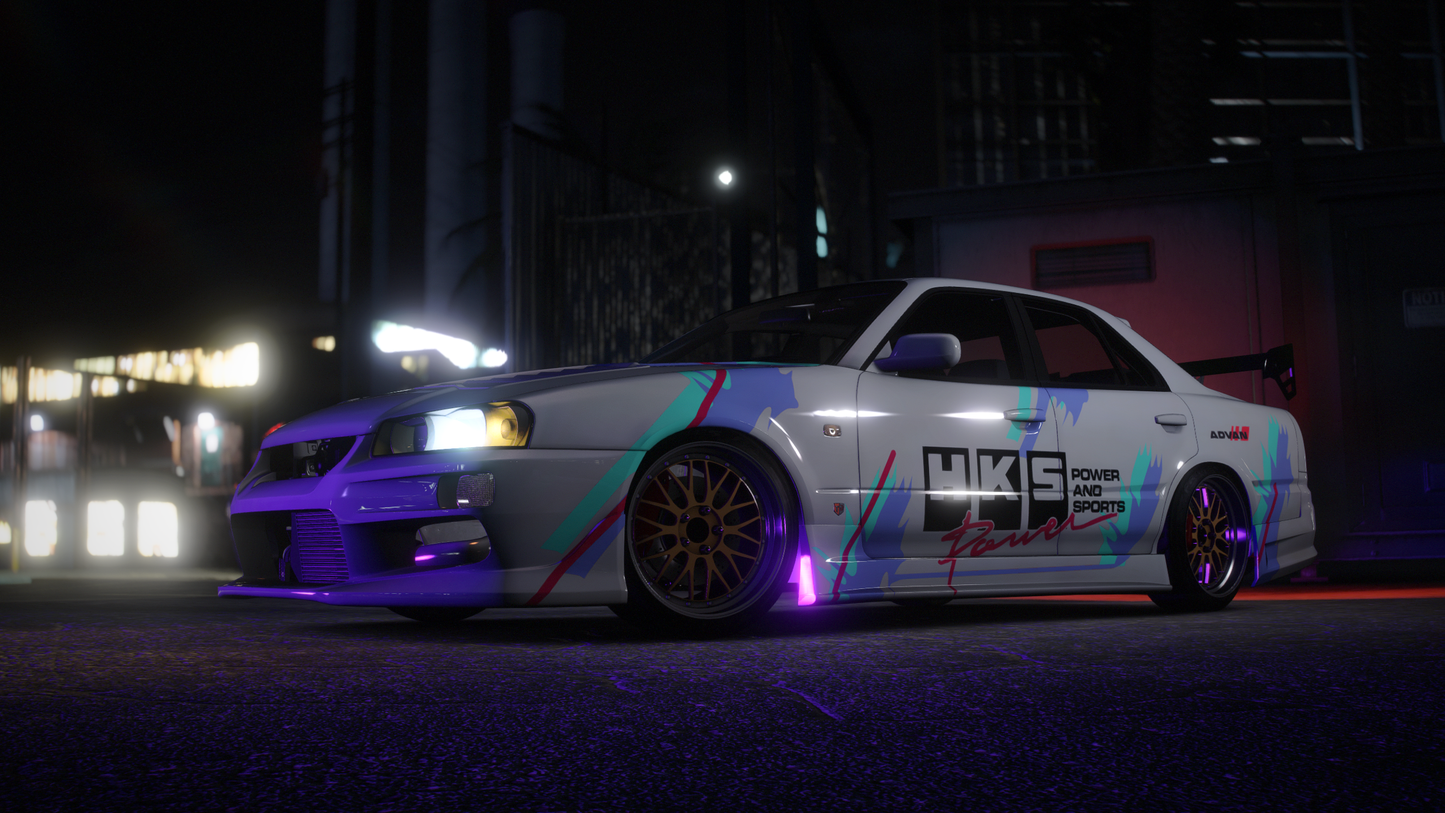 Nissan Skyline ER34 Sedan - GTA 5 & FiveM Car Mod | 200+ Tuning parts