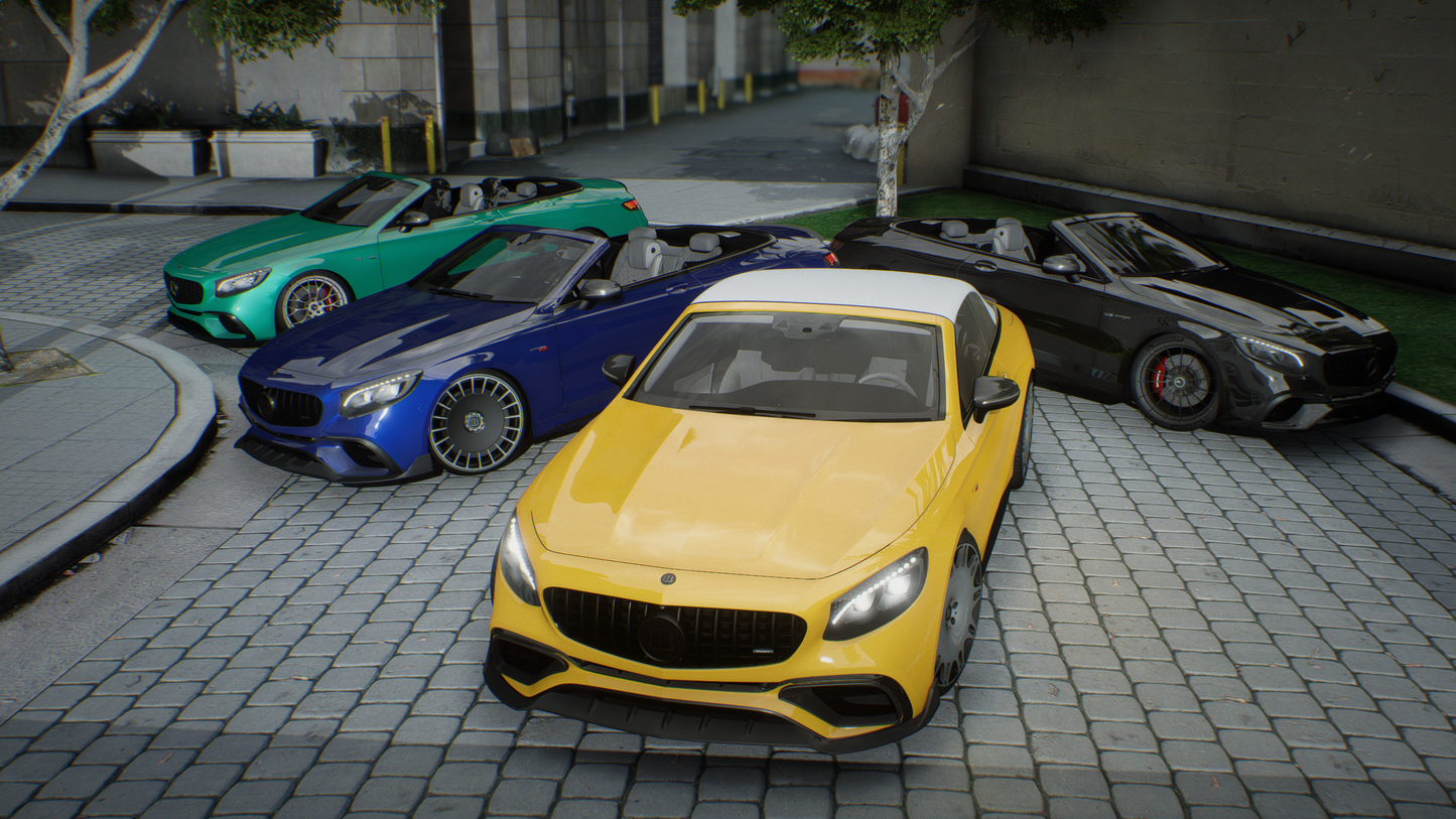 Mercedes S63 AMG Convertible 2020 [90+ Tuning / Liveries / Animated Roof / Add-On / Debadged / FiveM / LODS / Replace]