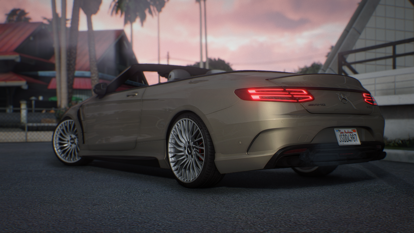 Mercedes S63 AMG Convertible 2020 [90+ Tuning / Liveries / Animated Roof / Add-On / Debadged / FiveM / LODS / Replace]