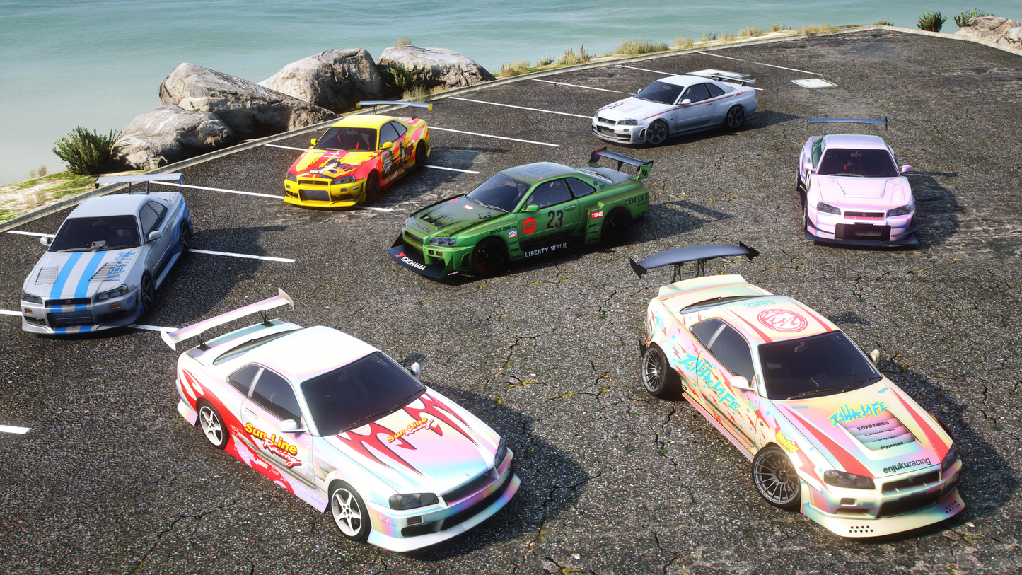 Nissan Skyline GT-R + GT-T R34 Pack [360+ Tuning / 40+ Liveries / Add-On / Debadged / FiveM / LODS]
