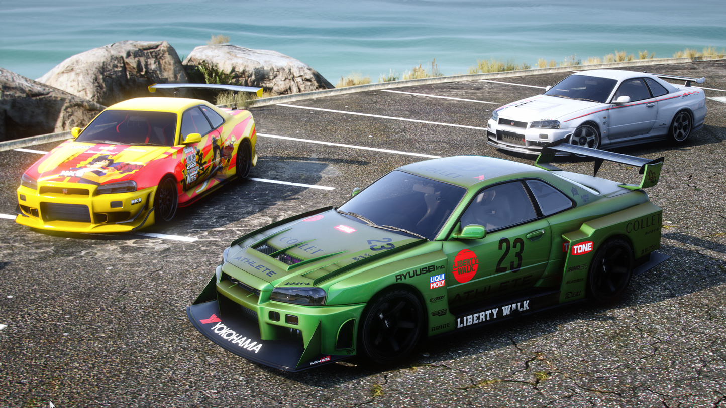 Nissan Skyline GT-R + GT-T R34 Pack [360+ Tuning / 40+ Liveries / Add-On / Debadged / FiveM / LODS]