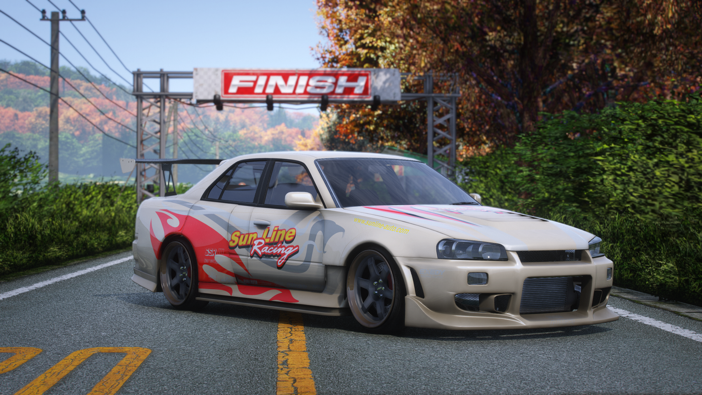 Nissan Skyline ER34 Sedan - GTA 5 & FiveM Car Mod | 200+ Tuning parts