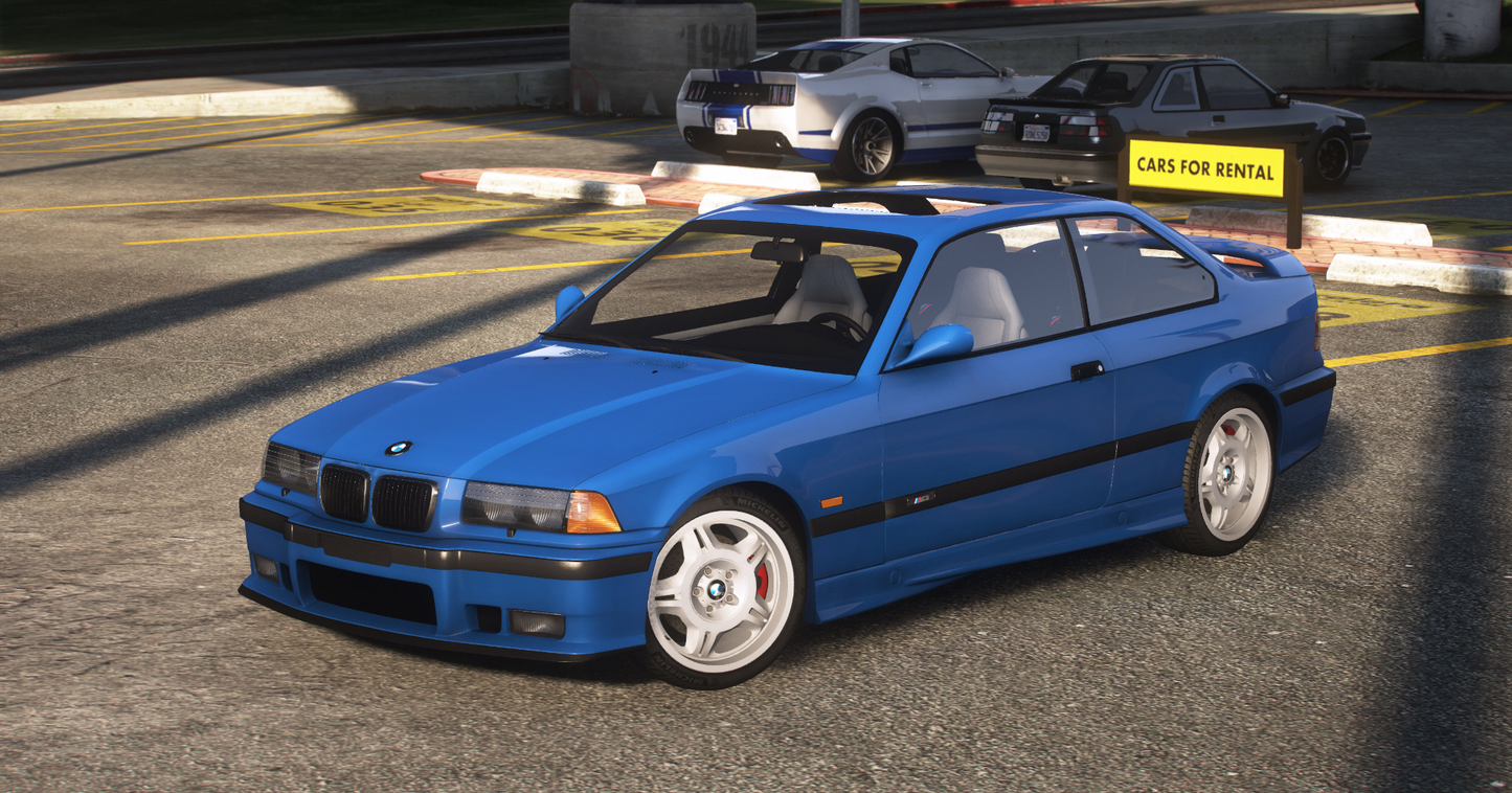 BMW M3 e36 1997 [150+ Tuning / Animated Sunroof / Add-On / Debadged / FiveM / LODS / Replace]