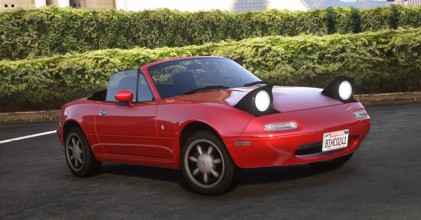 Mazda MX-5 Miata NA 1990 [200+ Tuning / Animated Roof / Liveries / Add-On / LODS / Debadged / FiveM / Replace]